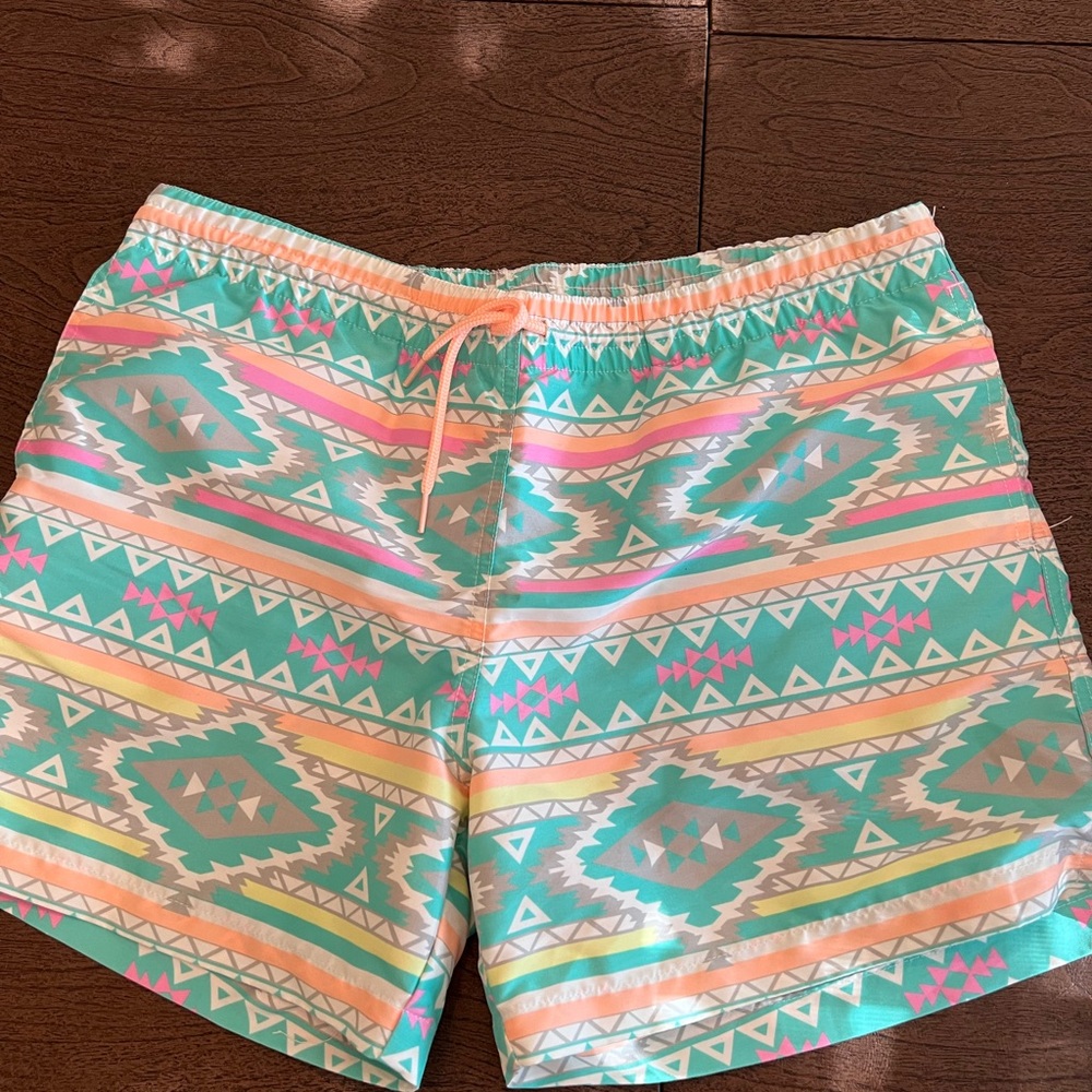 Chubbies Teal and Pink Geometric Shorts size L